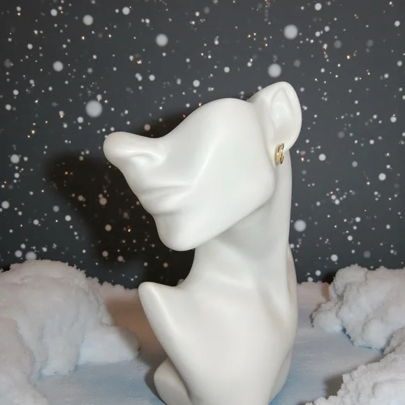 925 Sterling Silver Gold Rhinestone Earrings - Picture 2 of 5